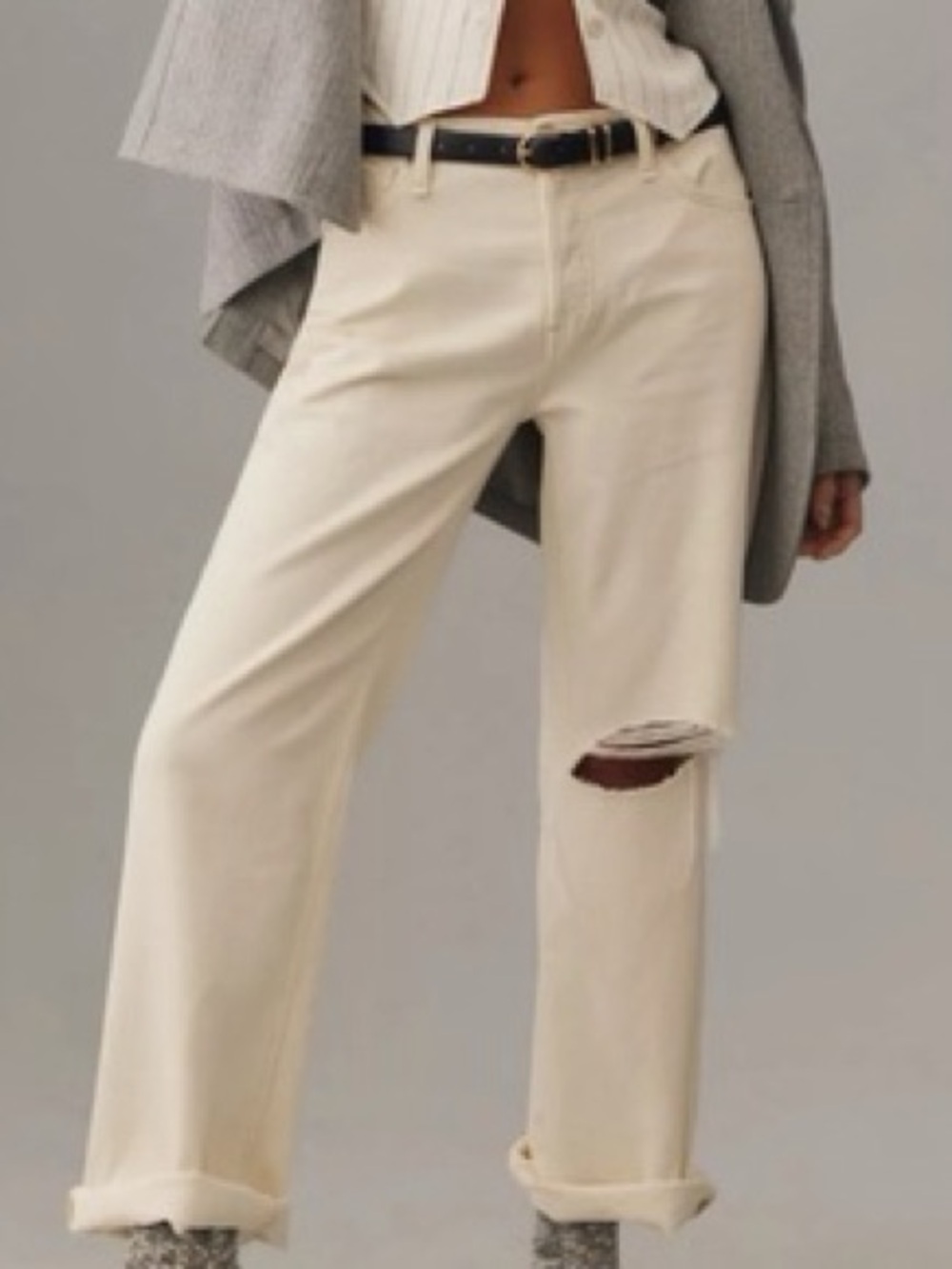 Hudson Rosie High-Ride Wide Leg Ankle Jeans in Ecru Vintage